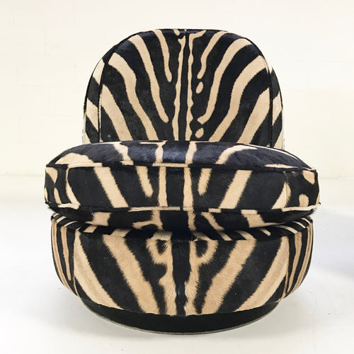 Swivel Tilt Slipper Chairs in Zebra Hide, pair - FORSYTH