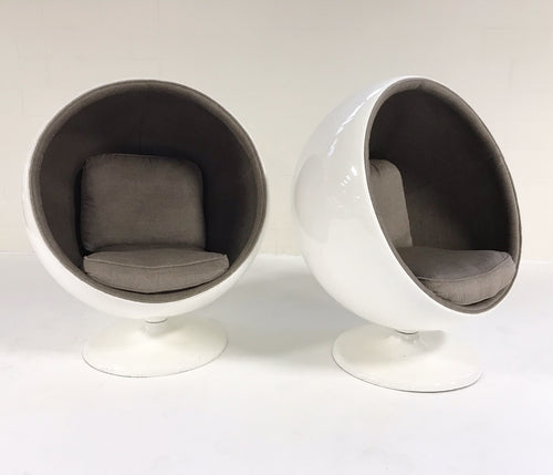 Ball Chairs in Loro Piana Alpaca Wool, pair - FORSYTH