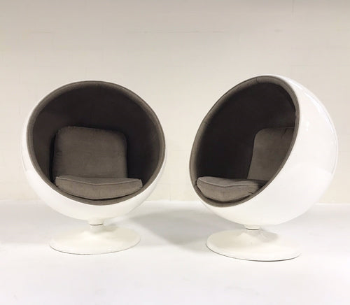 Ball Chairs in Loro Piana Alpaca Wool, pair - FORSYTH