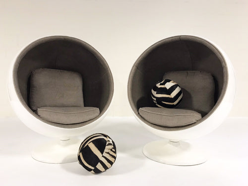 Ball Chairs in Loro Piana Alpaca Wool, pair - FORSYTH