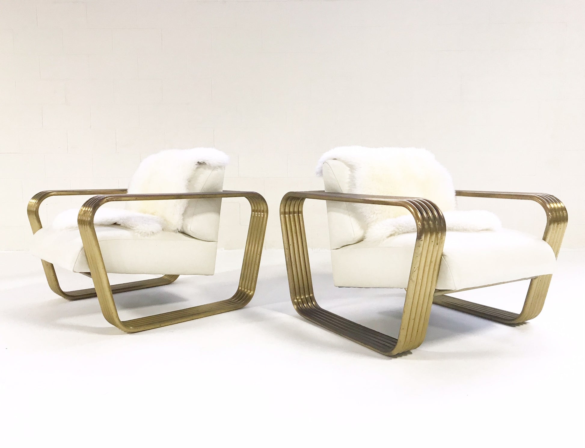 Lounge Chairs with New Zealand Sheepskins, pair - FORSYTH