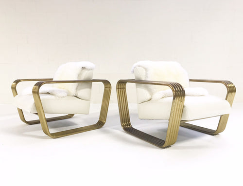 Lounge Chairs with New Zealand Sheepskins, pair - FORSYTH