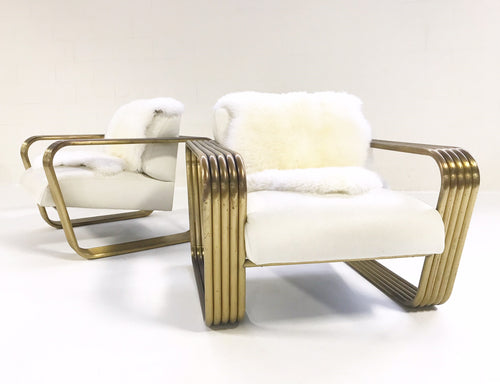 Lounge Chairs with New Zealand Sheepskins, pair - FORSYTH