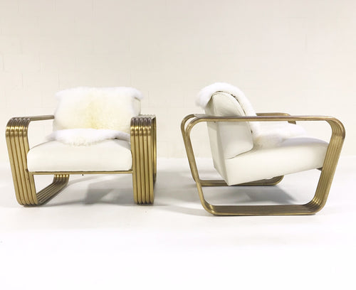 Lounge Chairs with New Zealand Sheepskins, pair - FORSYTH