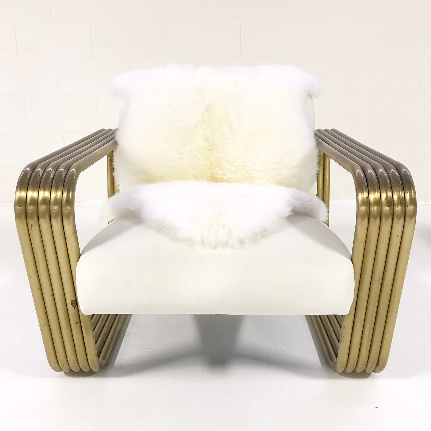 Lounge Chairs with New Zealand Sheepskins, pair - FORSYTH