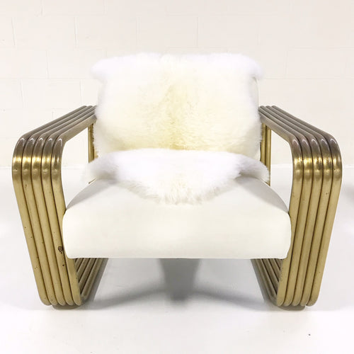 Lounge Chairs with New Zealand Sheepskins, pair - FORSYTH