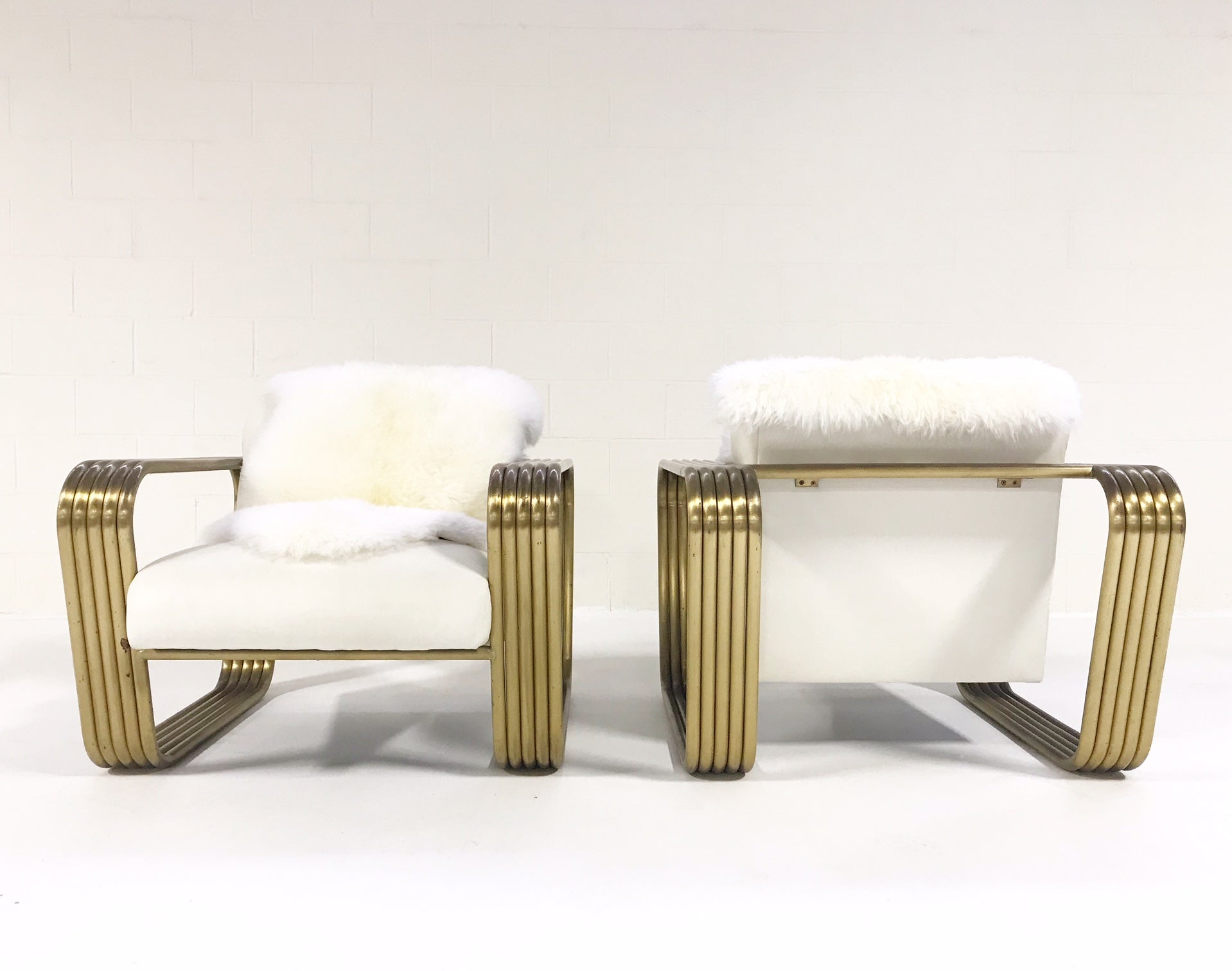 Lounge Chairs with New Zealand Sheepskins, pair - FORSYTH