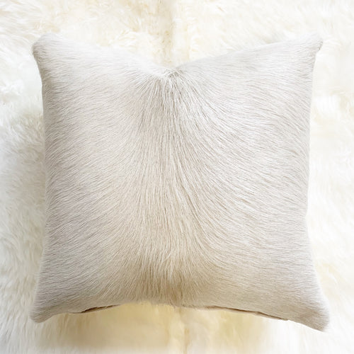Ivory Cowhide Pillow, 18" - FORSYTH