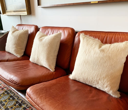 Ivory Cowhide Pillow, 18" - FORSYTH
