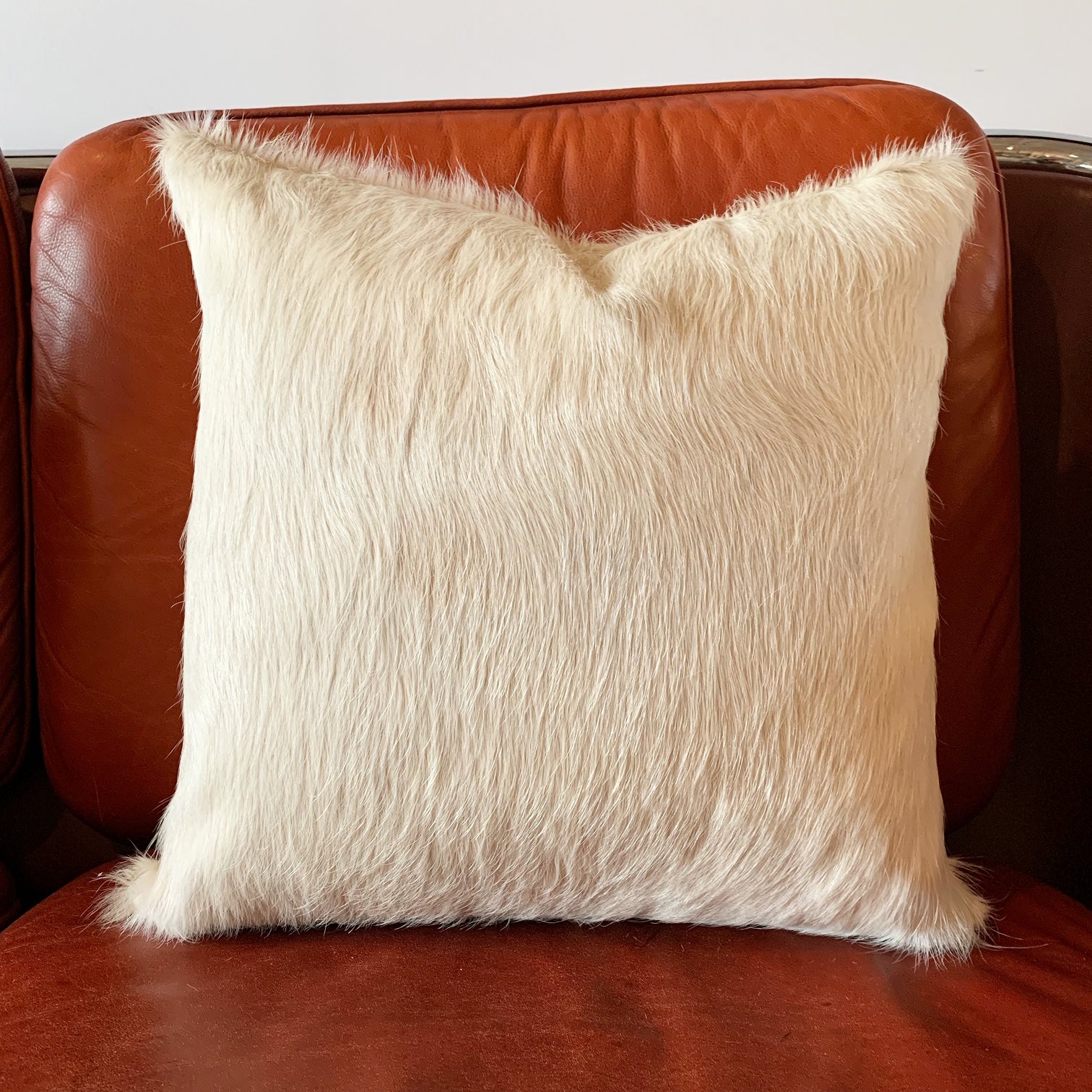 Ivory Cowhide Pillow, 18" - FORSYTH