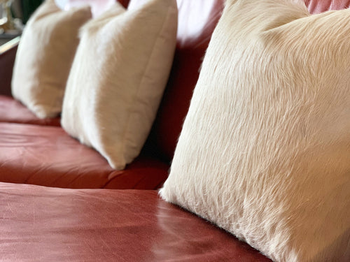 Ivory Cowhide Pillow, 18" - FORSYTH