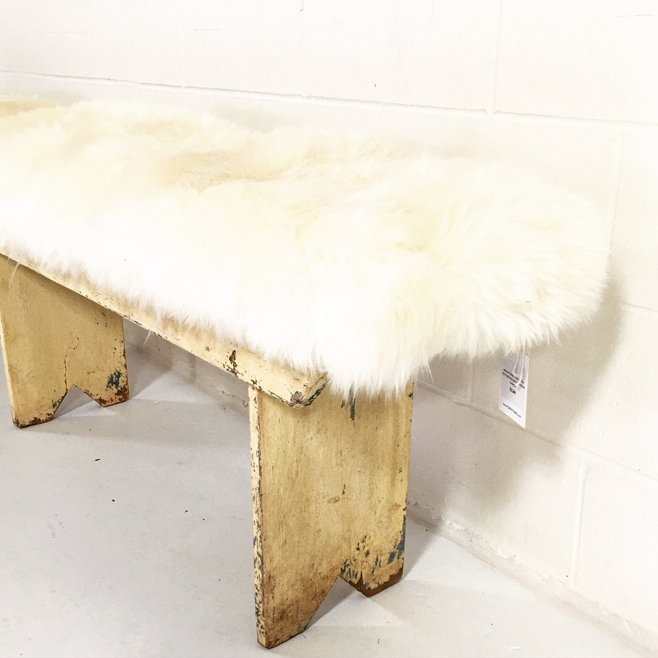 Farmhouse Bench with Sheepskin Cushion - FORSYTH