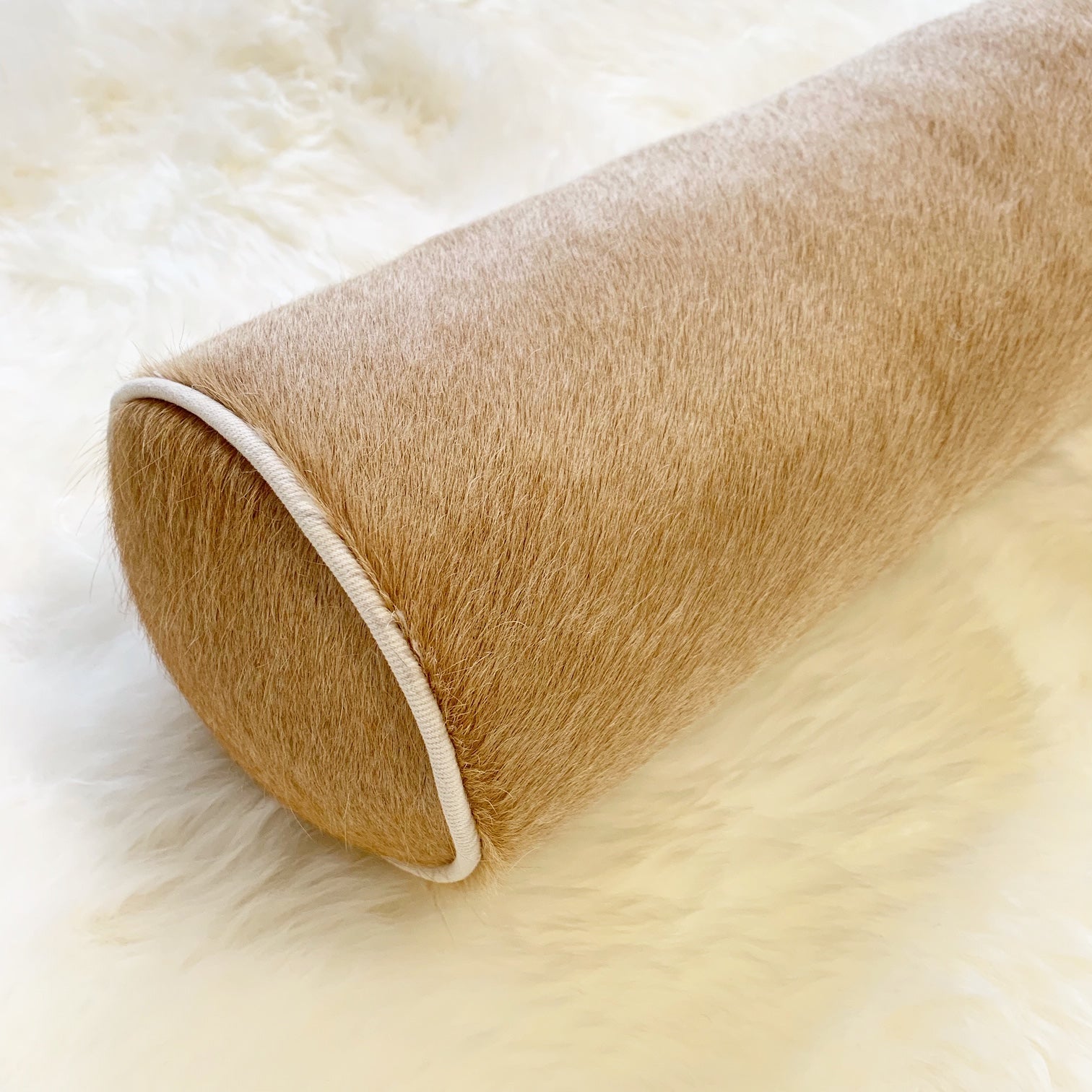 Palomino Cowhide Bolster Pillow, 20" - FORSYTH