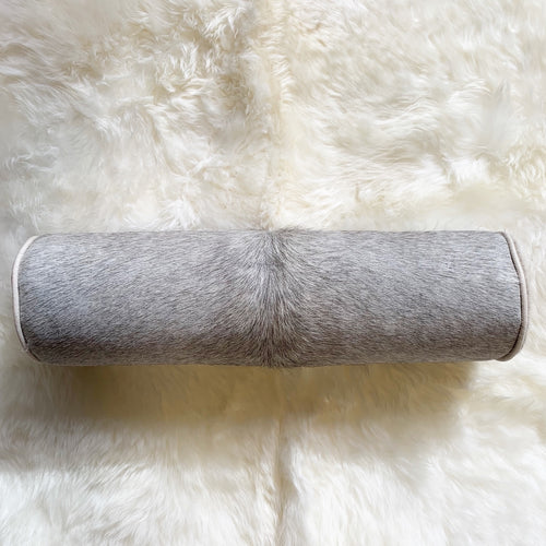 Salt and Pepper Cowhide Bolster Pillow, 20" - FORSYTH