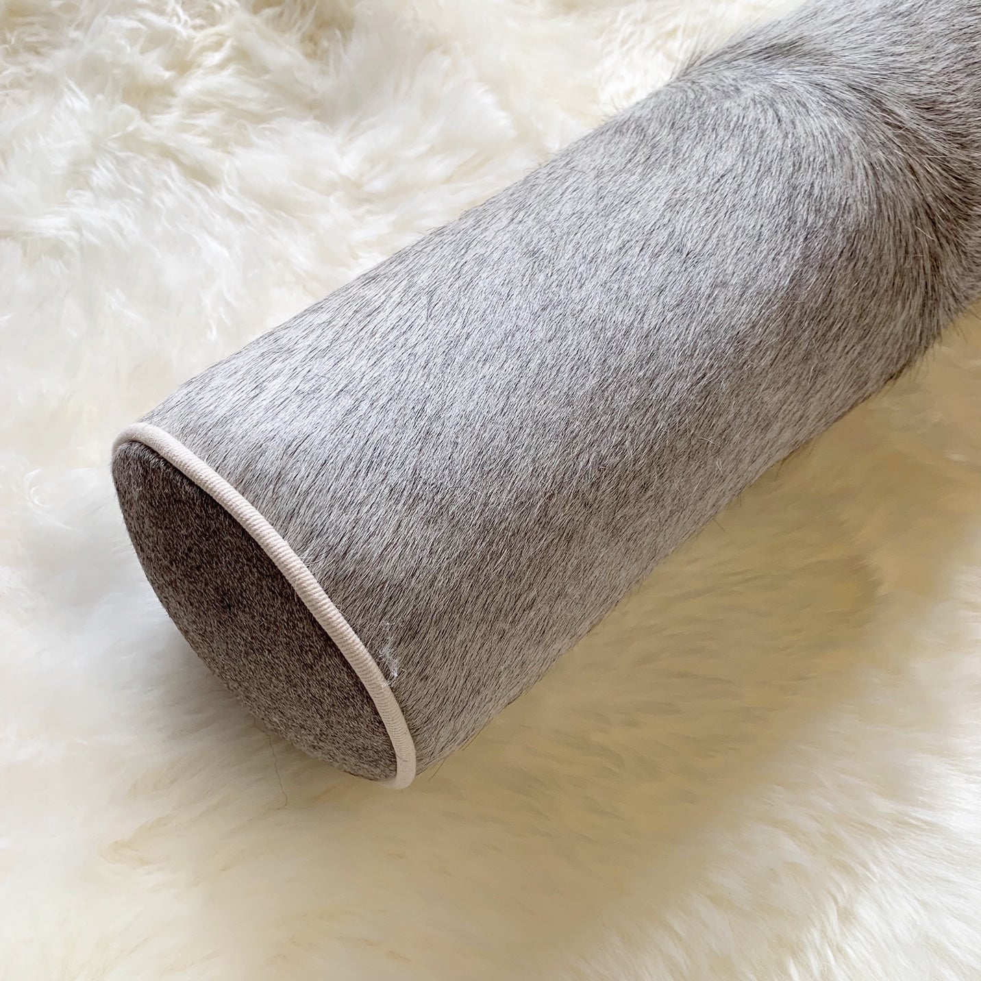 Salt and Pepper Cowhide Bolster Pillow, 20" - FORSYTH