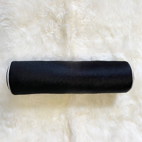 Black Cowhide Bolster Pillow, 20" - FORSYTH