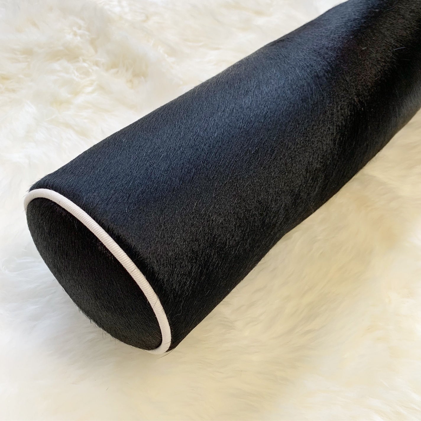 Black Cowhide Bolster Pillow, 20" - FORSYTH