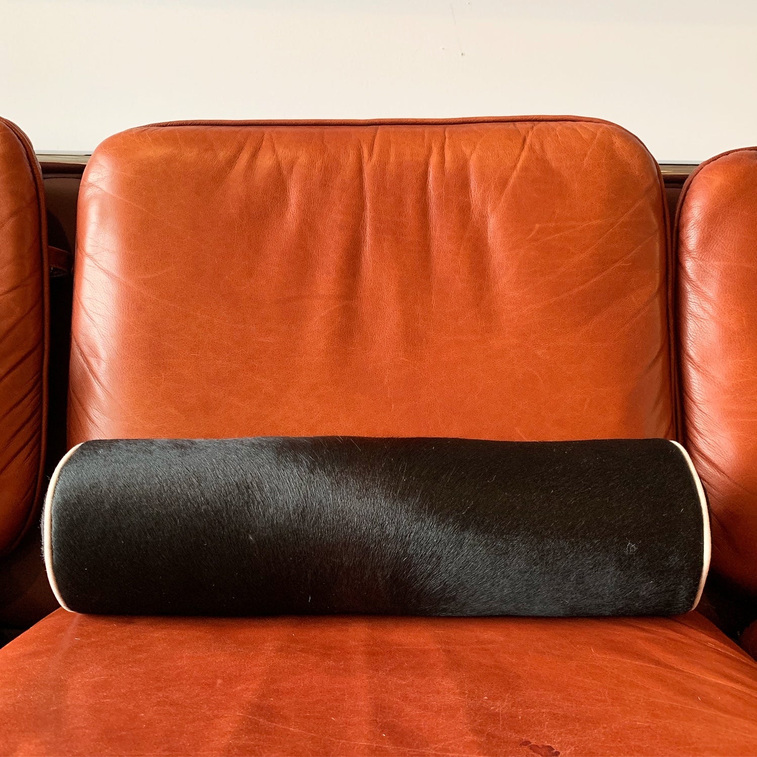 Black Cowhide Bolster Pillow, 20" - FORSYTH