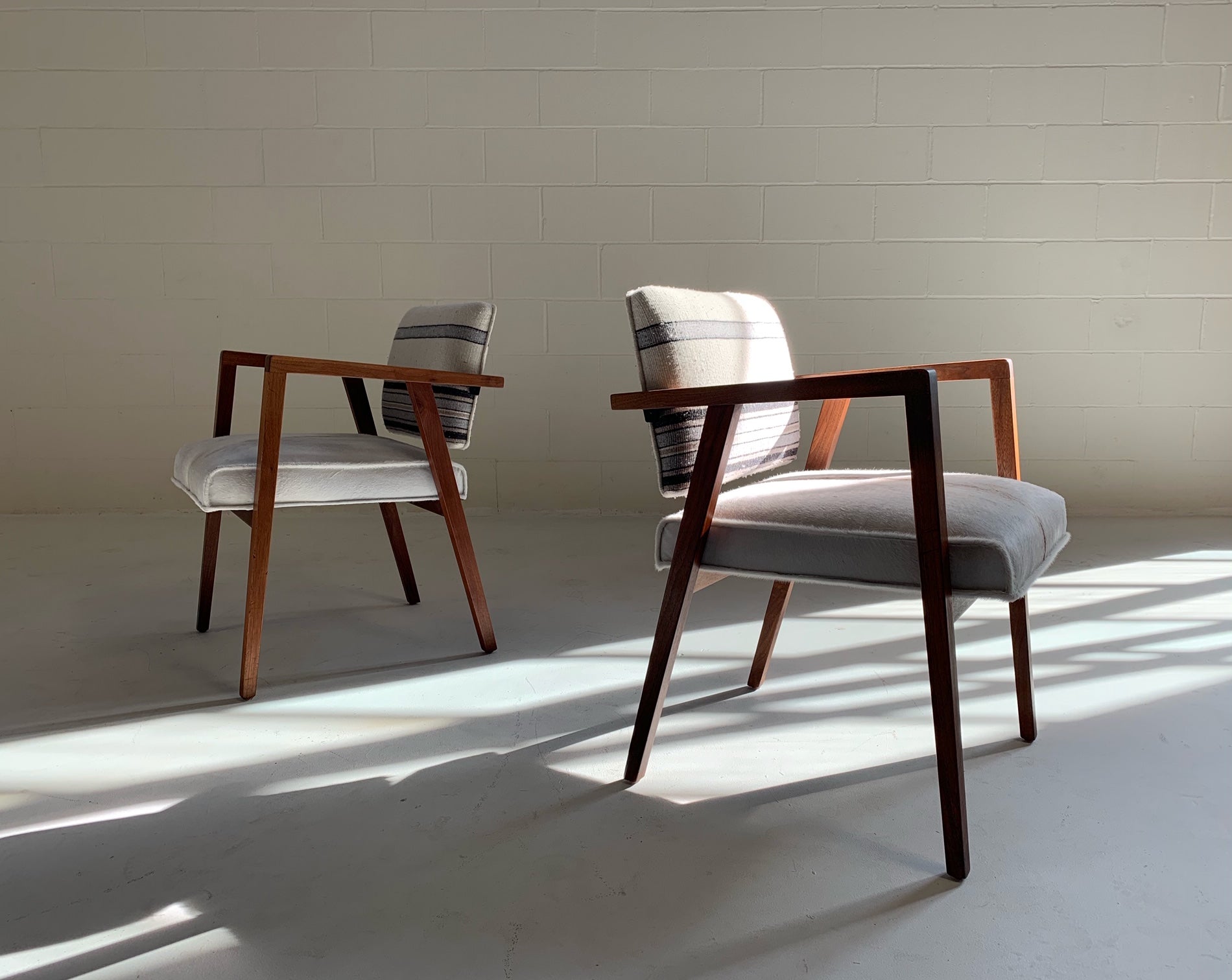 Model 48 Chairs in Calfskin and Isabel Marant Silk Wool, pair - FORSYTH