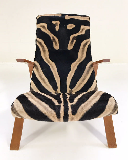 Grasshopper Chair and Ottoman in Zebra Hide - FORSYTH