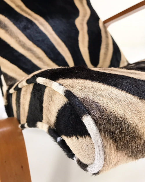 Grasshopper Chair and Ottoman in Zebra Hide - FORSYTH