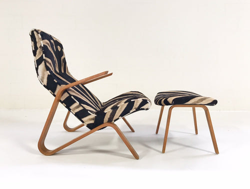Grasshopper Chair and Ottoman in Zebra Hide - FORSYTH