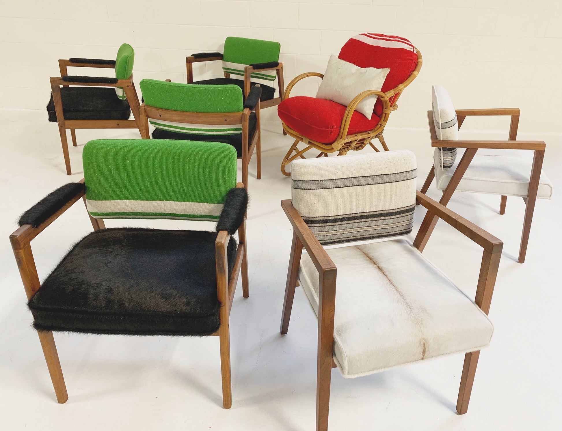 Model 48 Chairs in Calfskin and Isabel Marant Silk Wool, pair - FORSYTH