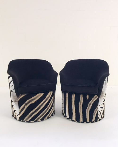 Petal Chairs in Loro Piana Alpaca and Virgin Wool and Zebra Hide, pair - FORSYTH