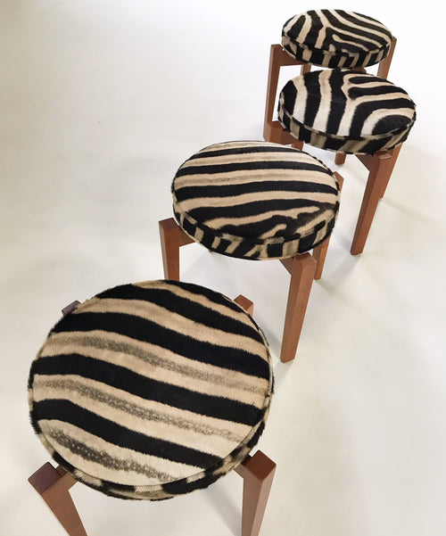 Stools in Zebra Hide, set of 4 - FORSYTH