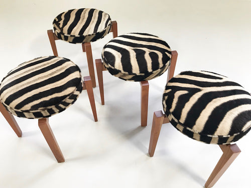 Stools in Zebra Hide, set of 4 - FORSYTH