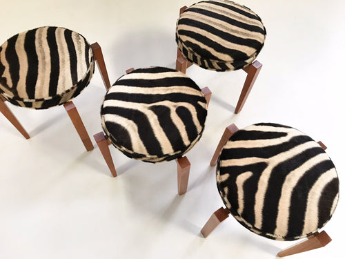 Stools in Zebra Hide, set of 4 - FORSYTH