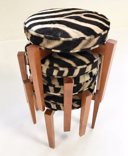 Stools in Zebra Hide, set of 4 - FORSYTH