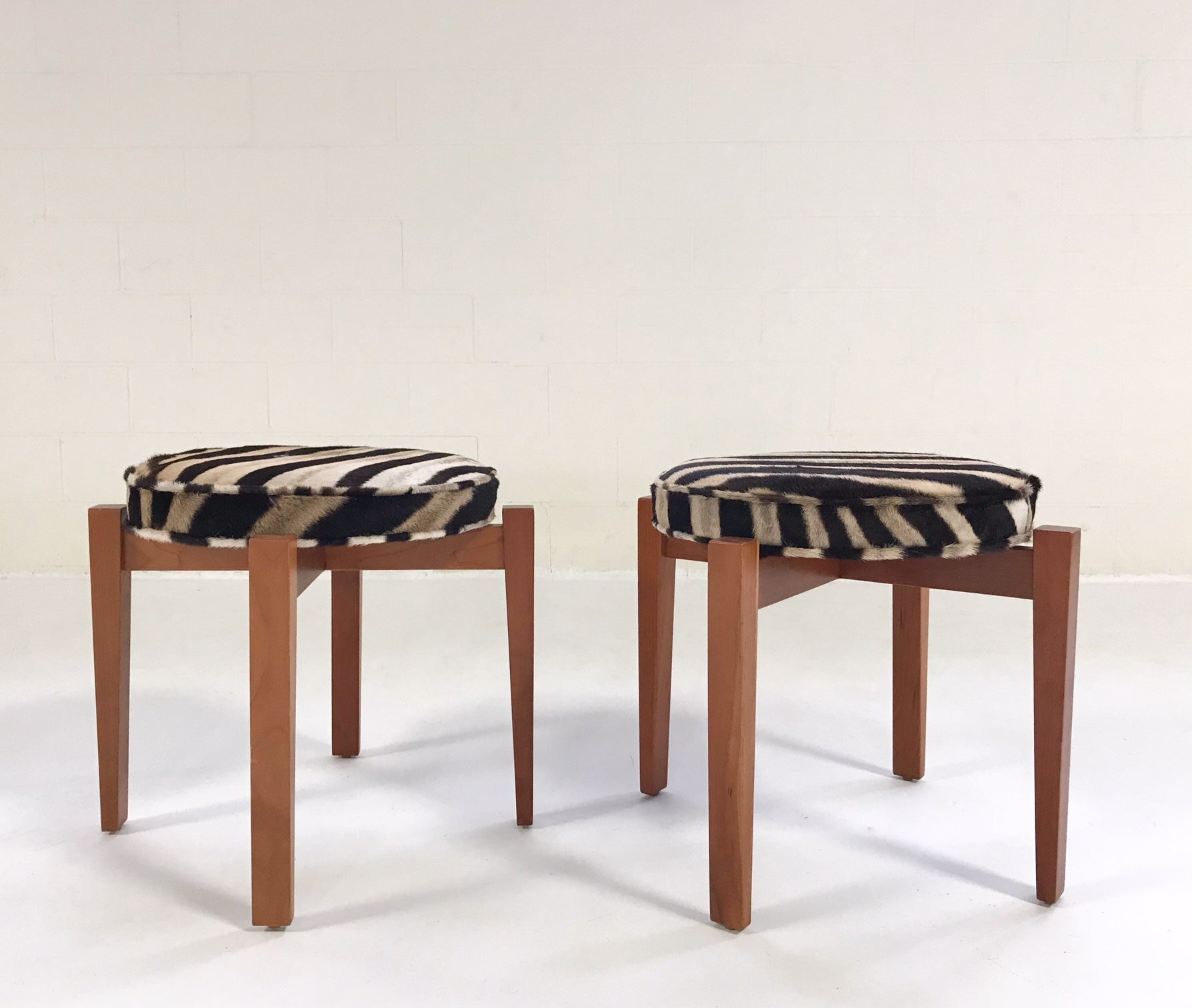 Stools in Zebra Hide, pair - FORSYTH