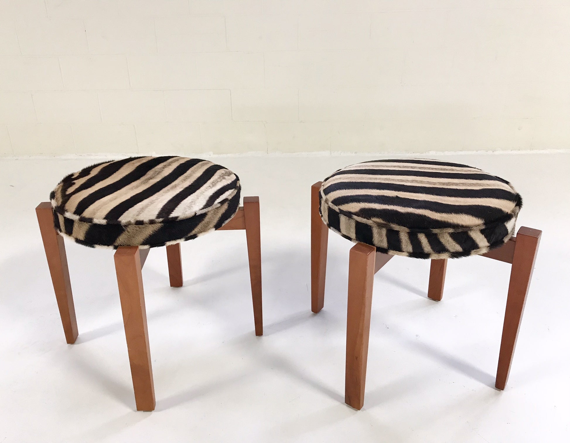 Stools in Zebra Hide, pair - FORSYTH