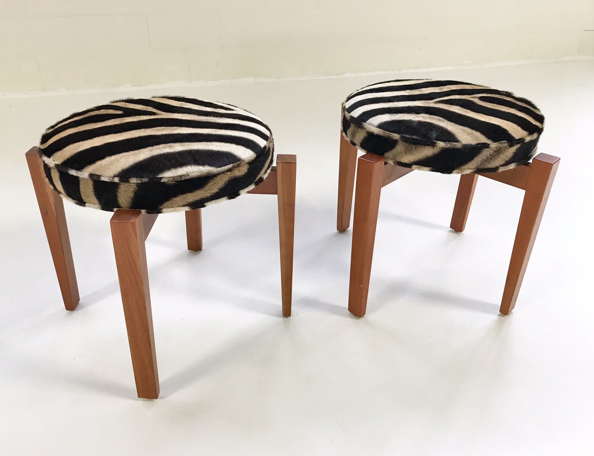 Stools in Zebra Hide, pair - FORSYTH