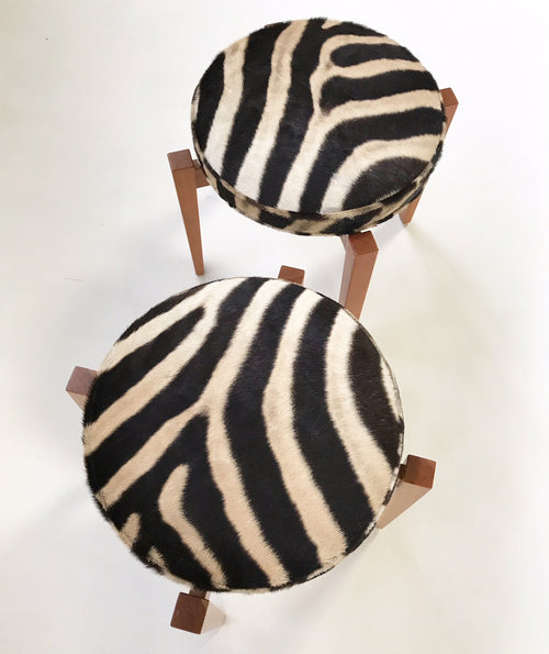 Stools in Zebra Hide, pair - FORSYTH