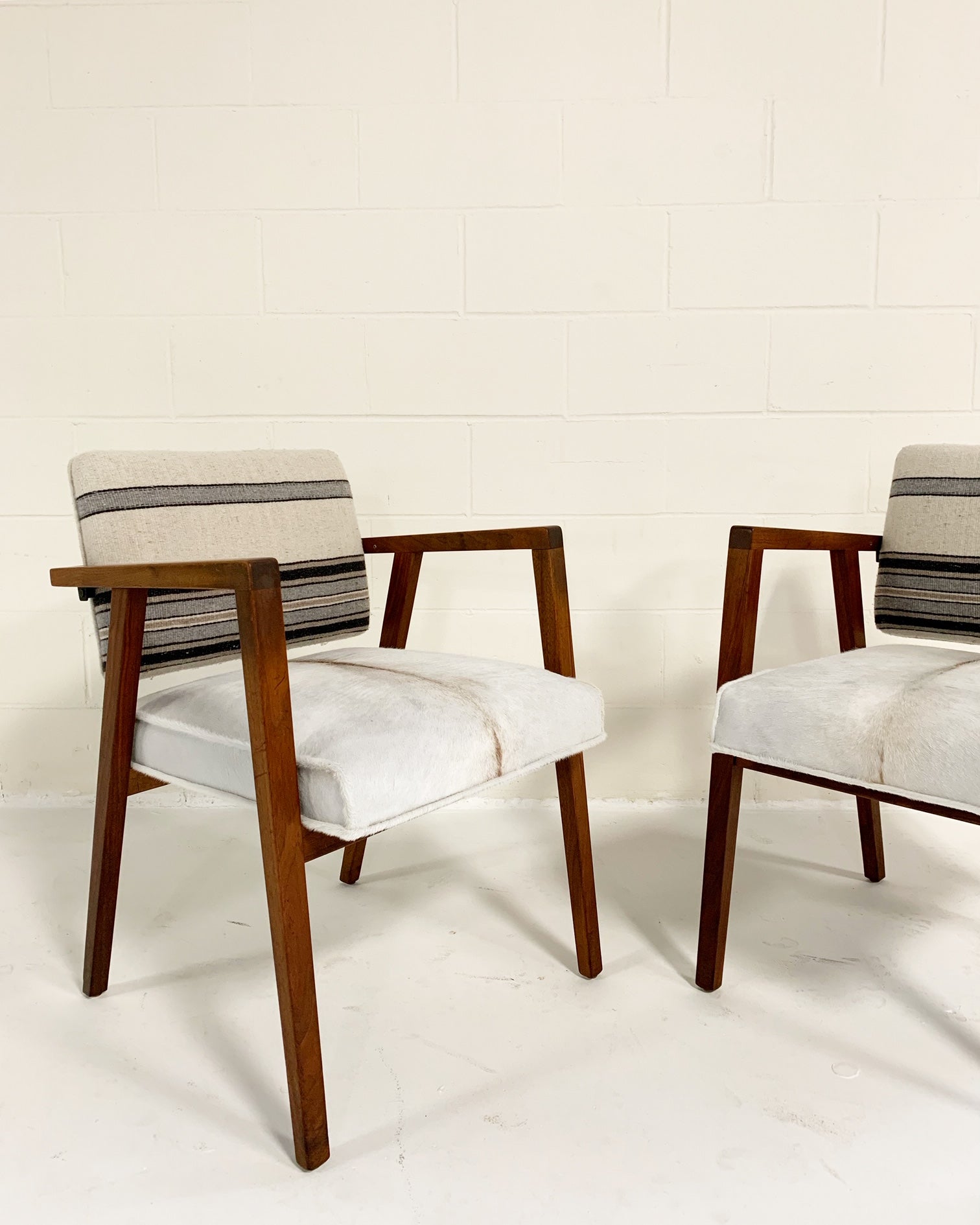 Model 48 Chairs in Calfskin and Isabel Marant Silk Wool, pair - FORSYTH