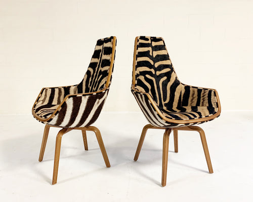 Rare Giraffe Chairs in Zebra Hide, pair - FORSYTH