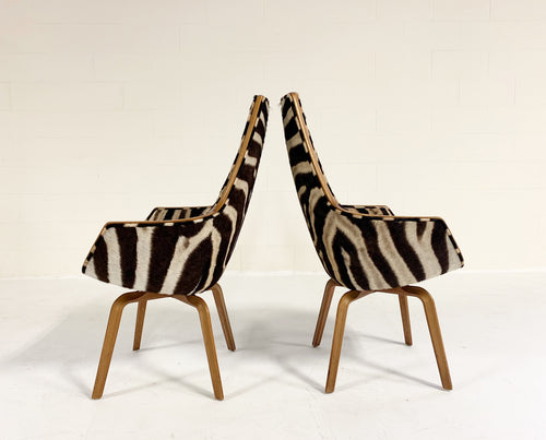 Rare Giraffe Chairs in Zebra Hide, pair - FORSYTH