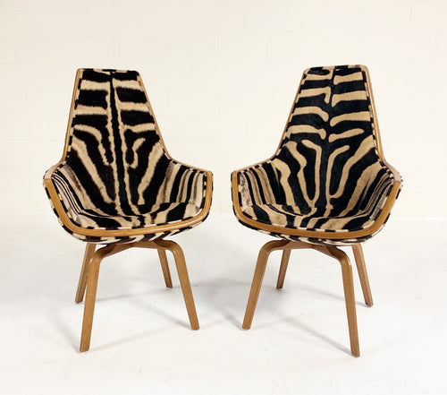 Rare Giraffe Chairs in Zebra Hide, pair - FORSYTH