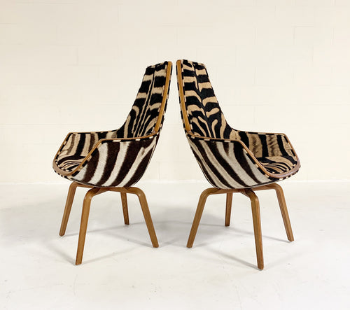 Rare Giraffe Chairs in Zebra Hide, pair - FORSYTH