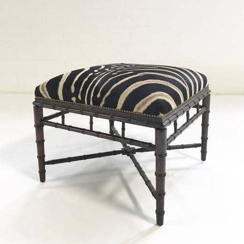 Chinoiserie Style Ottoman in Zebra Hide - FORSYTH