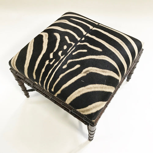 Chinoiserie Style Ottoman in Zebra Hide - FORSYTH