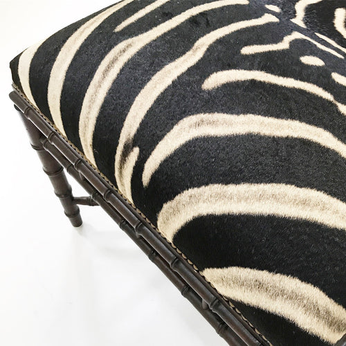 Chinoiserie Style Ottoman in Zebra Hide - FORSYTH