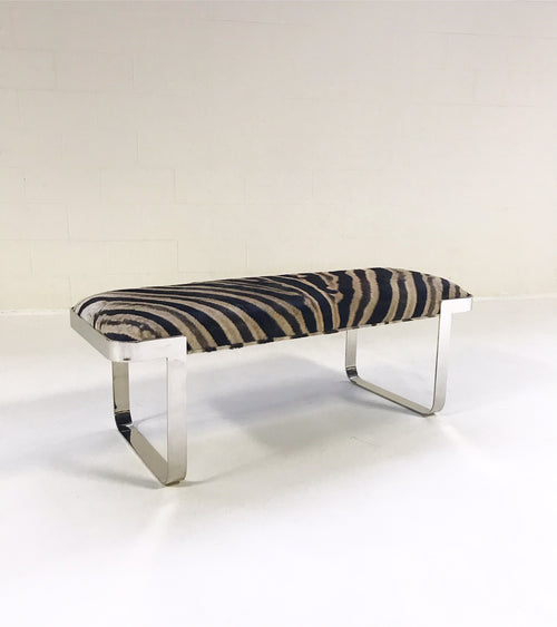 Chrome Bench in Zebra Hide - FORSYTH