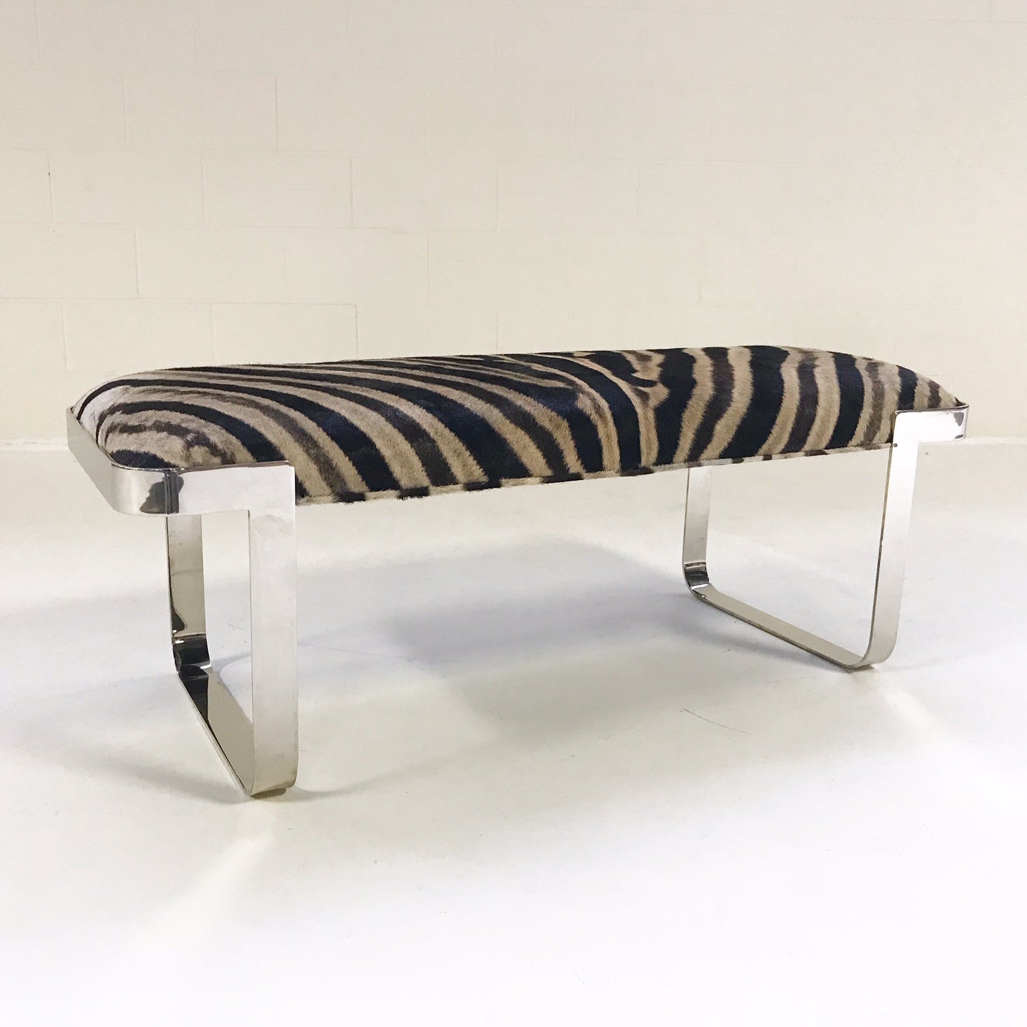 Chrome Bench in Zebra Hide - FORSYTH