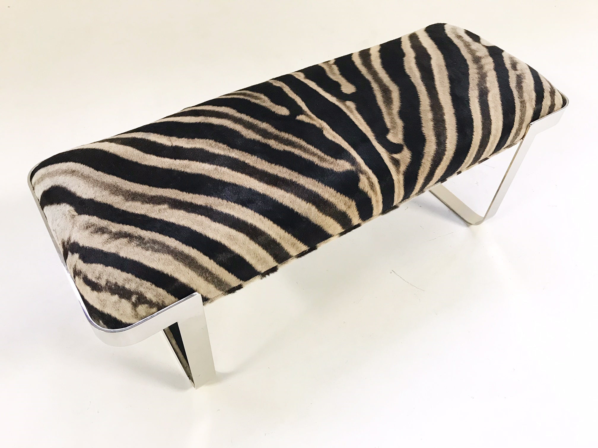 Chrome Bench in Zebra Hide - FORSYTH