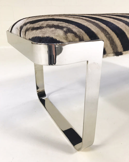 Chrome Bench in Zebra Hide - FORSYTH