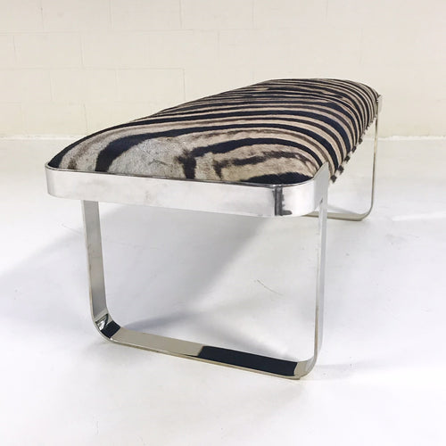 Chrome Bench in Zebra Hide - FORSYTH