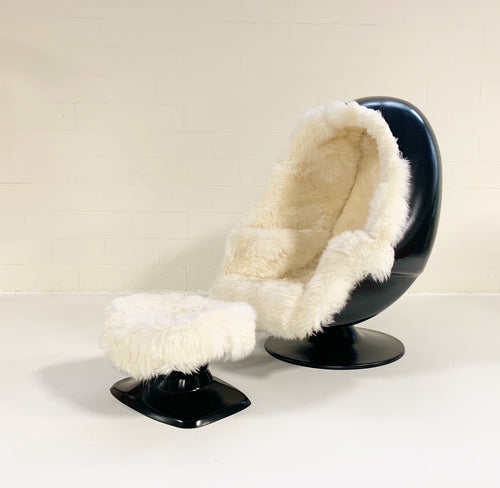 Alpha Egg Chair and Ottoman in New Zealand Sheepskin - FORSYTH